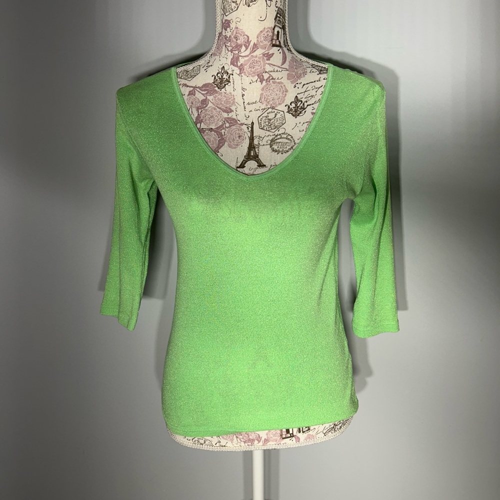 Michael Stars v neck top in juicy lime.  One size fits most.  Y2K style